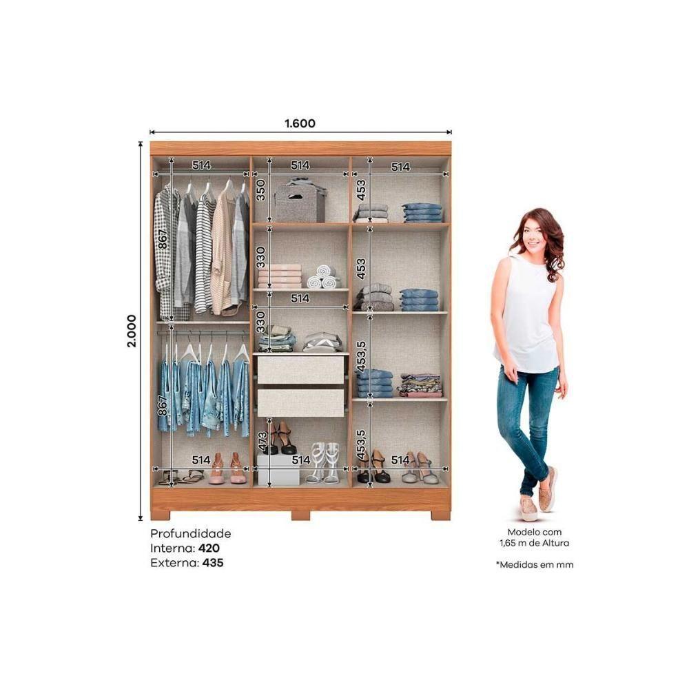 Guarda Roupa Casal 6 Portas E 2 Gavetas C- Pés Briz B369 Nature-off White - 4