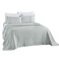 Kit Cobre Leito Colcha Nobre Casal Padrão 3 Peças Micropercal 200 Fios Matelado - Cinza Geada - 1