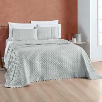 Kit Cobre Leito Colcha Nobre Casal Padrão 3 Peças Micropercal 200 Fios Matelado - Cinza Geada