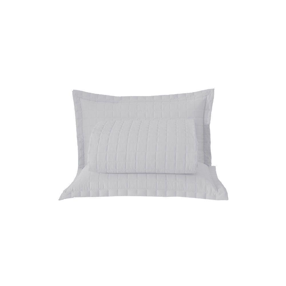 Kit Cobre Leito Colcha Unique Casal King 3 Peças Matelado Percal 300 Fios - Branco - 1