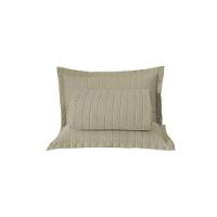 Kit Cobre Leito Colcha Unique Casal Padrão 3 Peças Matelado Percal 300 Fios - Cáqui - 1