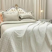 Kit Cobre Leito Colcha Alvorada King 3 Peças Percal 300 Fios Clássico - Palha - 3