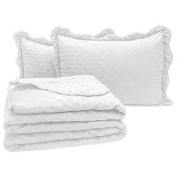 Kit Cobre Leito Colcha Alvorada Queen 3 Peças Percal 300 Fios Clássico - Branco - 1