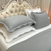 Kit Cobre Leito Colcha Alvorada Queen 3 Peças Percal 300 Fios Clássico - Cinza - 3