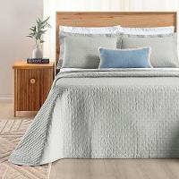 Kit Cobre Leito Colcha Quality King 3 Peças Percale 200 Fios Bordado - Cinza - 6
