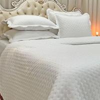 Kit Cobre Leito Colcha Alvorada Casal 3 Peças Percal 300 Fios Clássico - Branco - 4