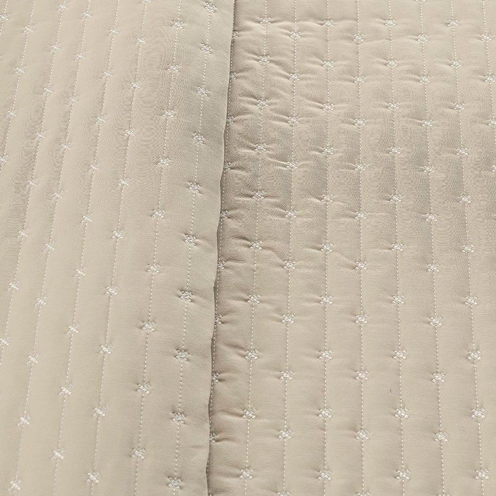 Kit Cobre Leito Colcha Quality Casal 3 Peças Percale 200 Fios Bordado - Cáqui - 4