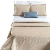 Kit Cobre Leito Colcha Quality Casal 3 Peças Percale 200 Fios Bordado - Cáqui - 1