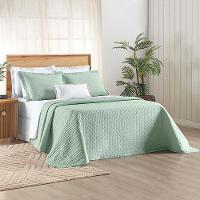 Kit Cobre Leito Colcha Quality Queen 3 Peças Percale 200 Fios Bordado - Verde Menta - 1
