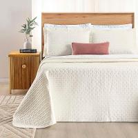 Kit Cobre Leito Colcha Quality Casal 3 Peças Percale 200 Fios Bordado - Palha - 6