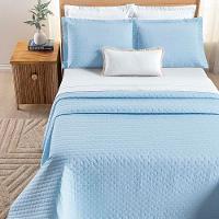 Kit Cobre Leito Colcha Quality Casal 3 Peças Percale 200 Fios Bordado - Azul Céu - 2