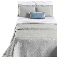 Kit Cobre Leito Colcha Quality Casal 3 Peças Percale 200 Fios Bordado - Cinza - 1