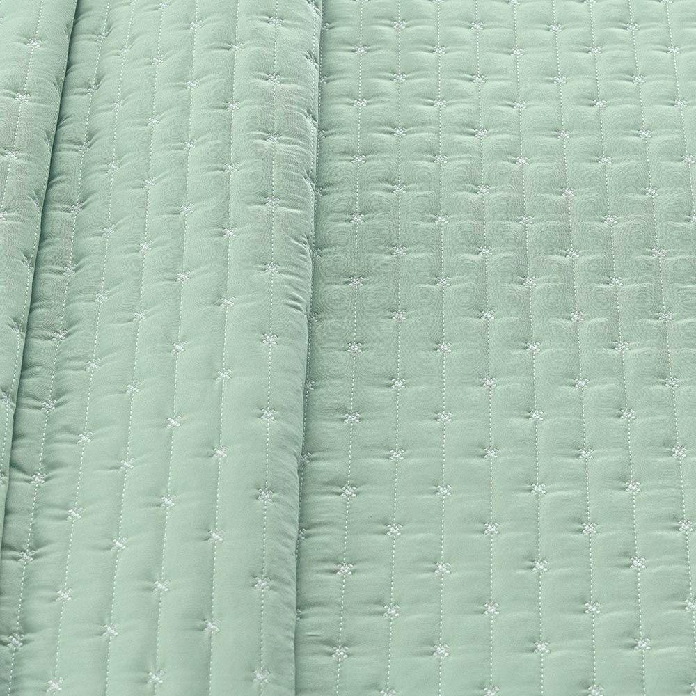 Kit Cobre Leito Colcha Quality Casal 3 Peças Percale 200 Fios Bordado - Verde Menta - 3