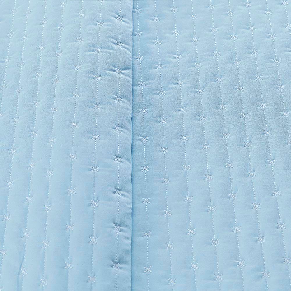 Kit Cobre Leito Colcha Quality Queen 3 Peças Percale 200 Fios Bordado - Azul Céu - 4