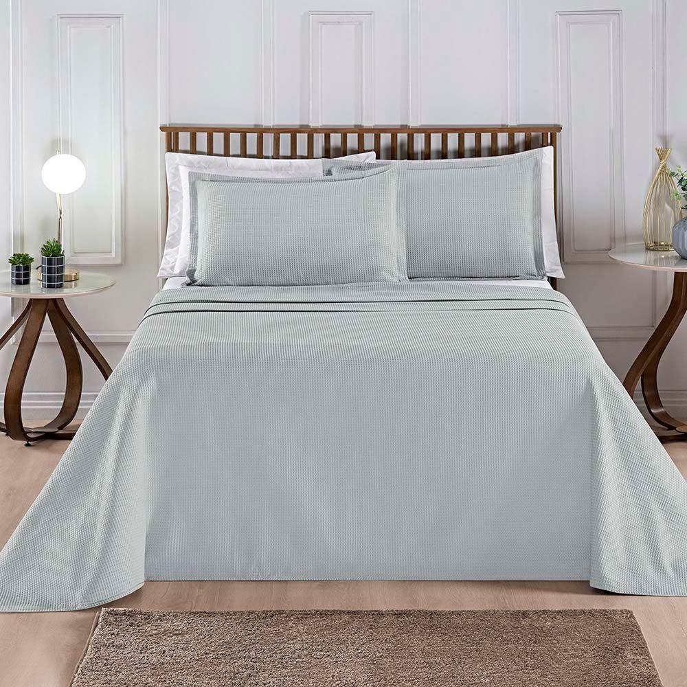 Kit Cobre Leito Colcha Sorento King 3 Peças Piquet 100% Algodão Premium - Cinza - 2