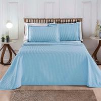 Kit Cobre Leito Colcha Sorento Casal 3 Peças Piquet 100% Algodão Premium - Azul Serenity - 2