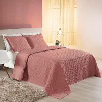Kit Cobre Leito Colcha Tendência King 3 Peças Micropercal 200 Fios Bordado Premium - Rosê - 4