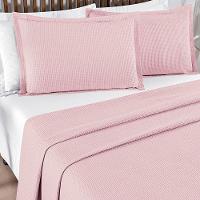 Kit Cobre Leito Colcha Sorento Queen 3 Peças Piquet 100% Algodão Premium - Rosa