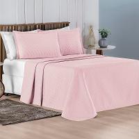 Kit Cobre Leito Colcha Sorento Queen 3 Peças Piquet 100% Algodão Premium - Rosa - 5