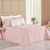 Kit Cobre Leito Colcha Dobby King 3 Peças Matelado 180 Fios - Rosê - 1