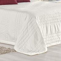 Kit Cobre Leito Colcha Dobby Queen 3 Peças Matelado 180 Fios - Marfim - 2