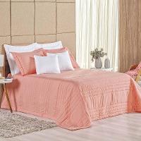 Kit Cobre Leito Colcha Dobby Queen 3 Peças Matelado 180 Fios - Goiaba - 1