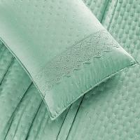 Kit Cobre Leito Colcha Nobre Casal Queen 3 Peças Micropercal 200 Fios Matelado - Verde Salvia