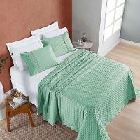 Kit Cobre Leito Colcha Nobre Casal Queen 3 Peças Micropercal 200 Fios Matelado - Verde Salvia - 5