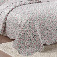 Kit Cobre Leito Colcha Daily Queen 3 Peças Dupla Face Estampado Floral - Sabrina Palha - 2