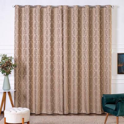 Cortina Turin Jacquard Semiblackout Floral 4,00x2,80m Para Sala Quarto Varão 4m Ilhóses - Avelã