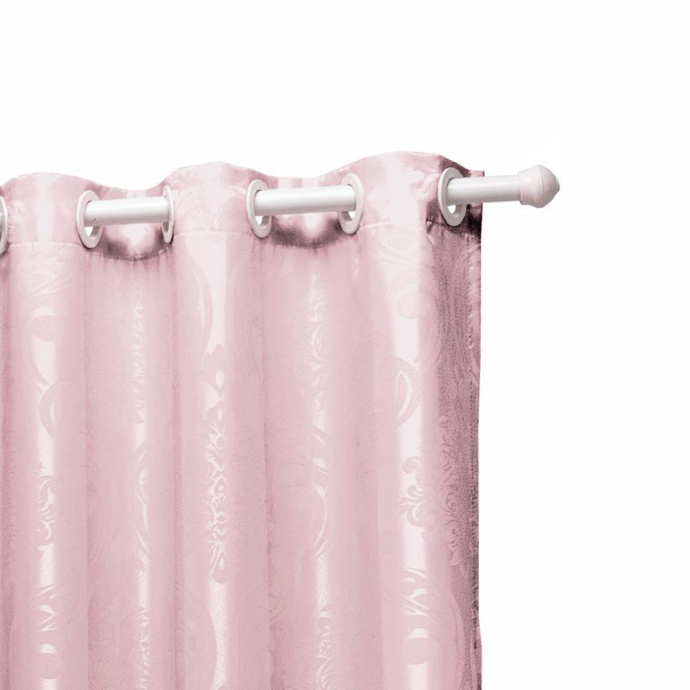 Cortina Jacquard 2,0 X 1,7m Sala Quarto Rosa - 2