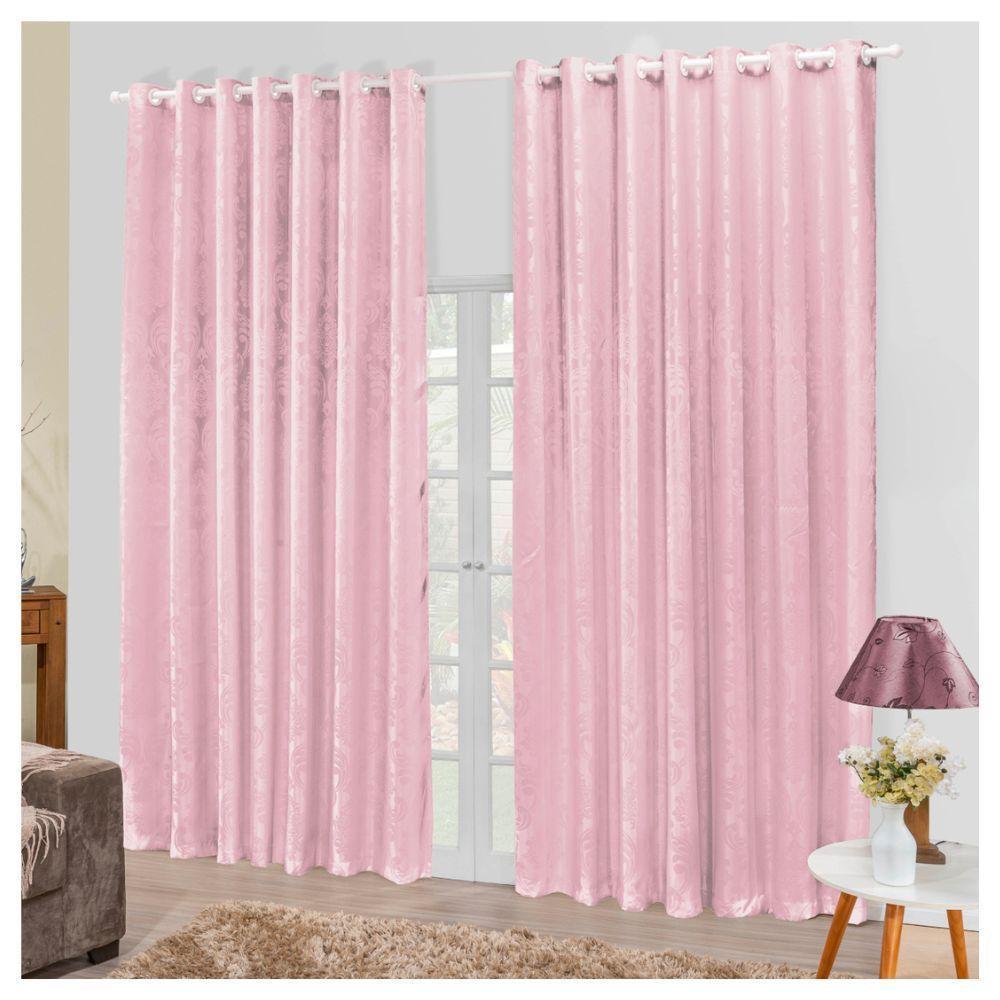 Cortina Jacquard 3,0 X 2,7m Sala Quarto Rosa - 3
