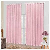 Cortina Jacquard 3,0 X 2,7m Sala Quarto Rosa - 3