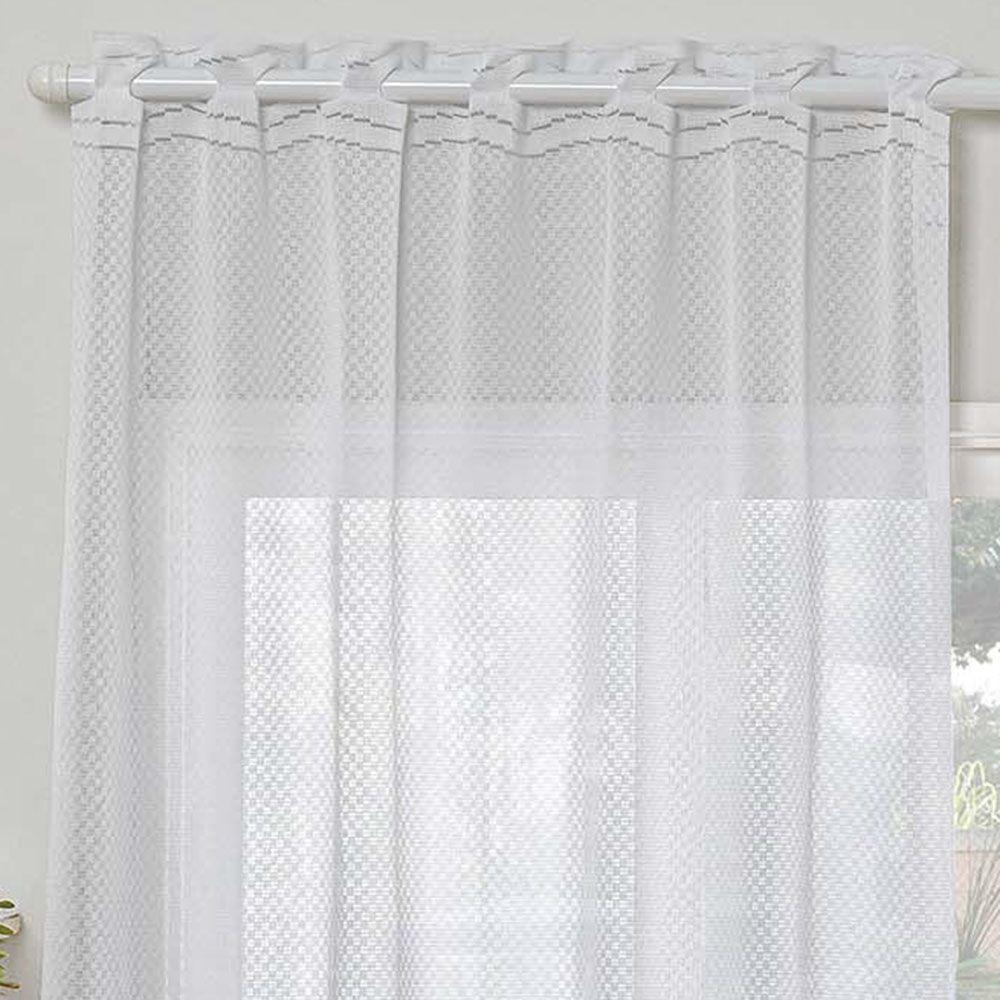 Cortina Para Cozinha Renda Uva 2,00m X 2,50m Varão 2m - Branco - 2