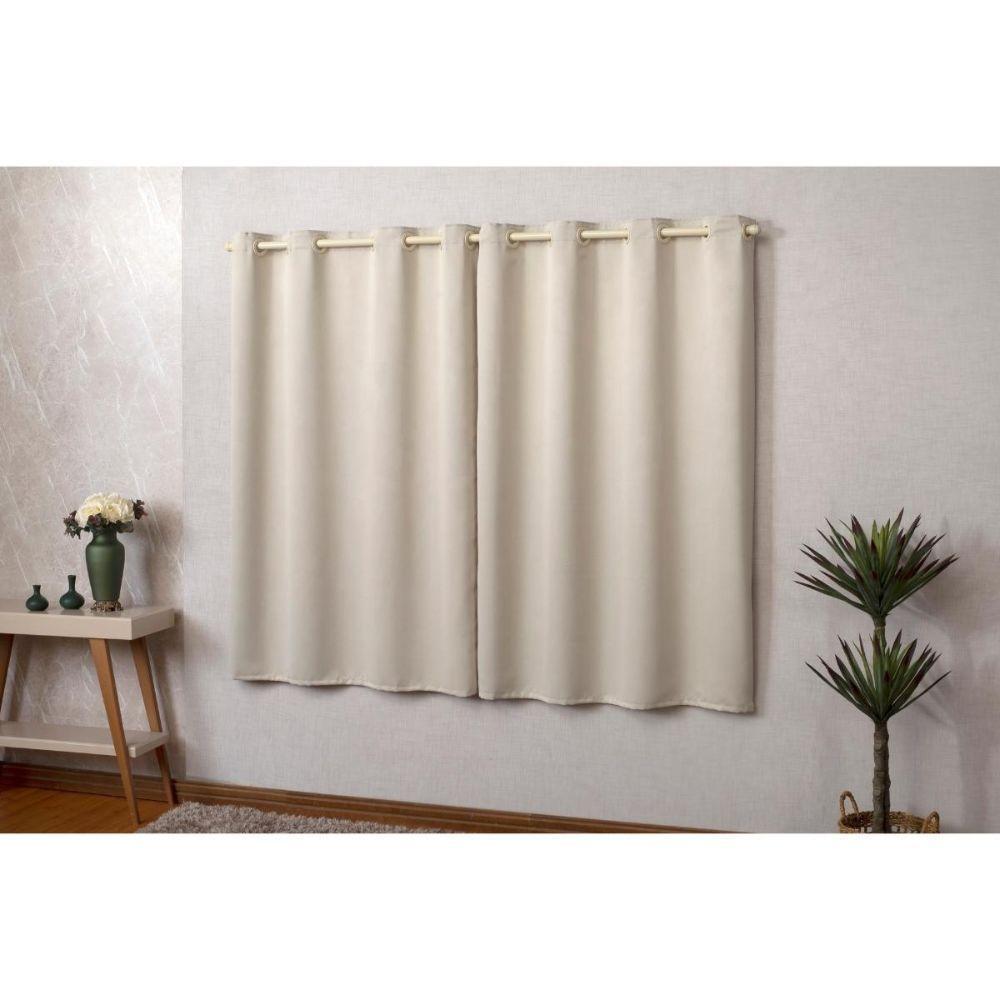 Cortina Blackout 2 Metros Tilia Varão 2,0 X 1,7 M Sala Quarto - Bege - 2