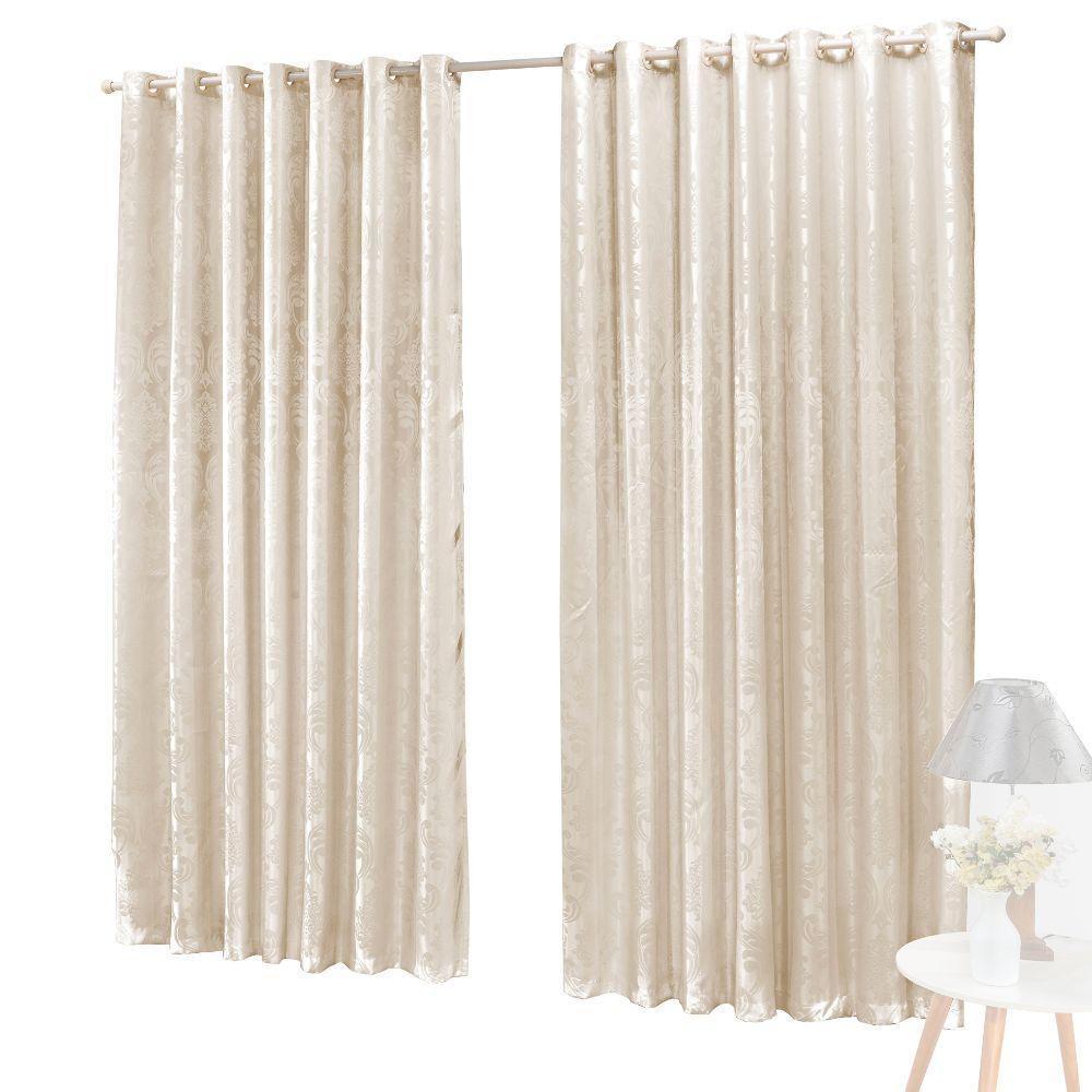 Cortina Jacquard 3,0 X 2,7m Sala Quarto Palha - 1