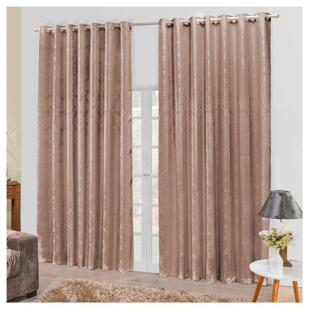 Cortina Jacquard 3,0 X 2,7m Sala Quarto Bege - 2