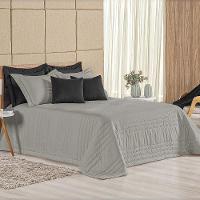 Kit Cobre Leito Colcha Dobby Queen 3 Peças Matelado 180 Fios - Cinza - 1