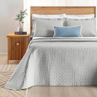 Kit Cobre Leito Colcha Marley Queen Dupla Face - Cinza