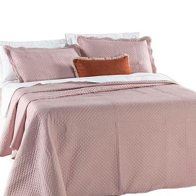 Kit Cobre Leito Colcha Clean Queen Dupla Face - Rosa