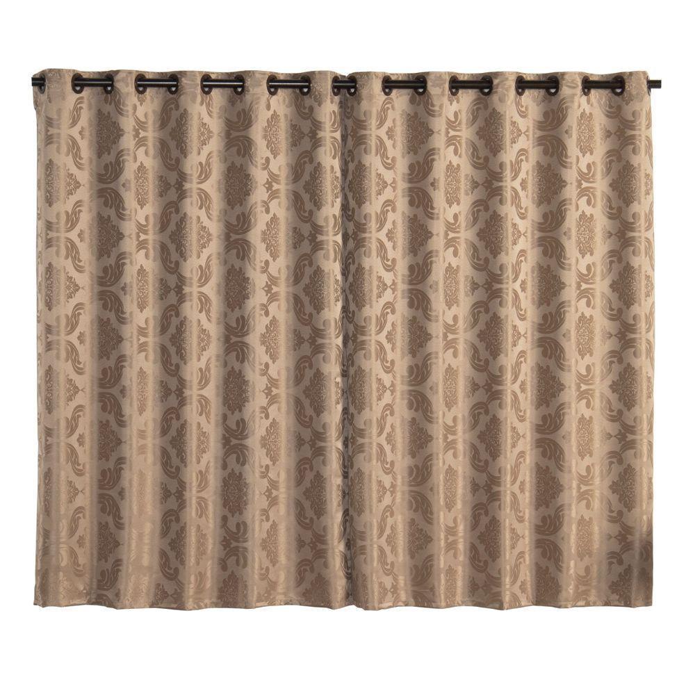 Cortina Jacquard 2,0 X 1,7m Sala Quarto Bege - 1