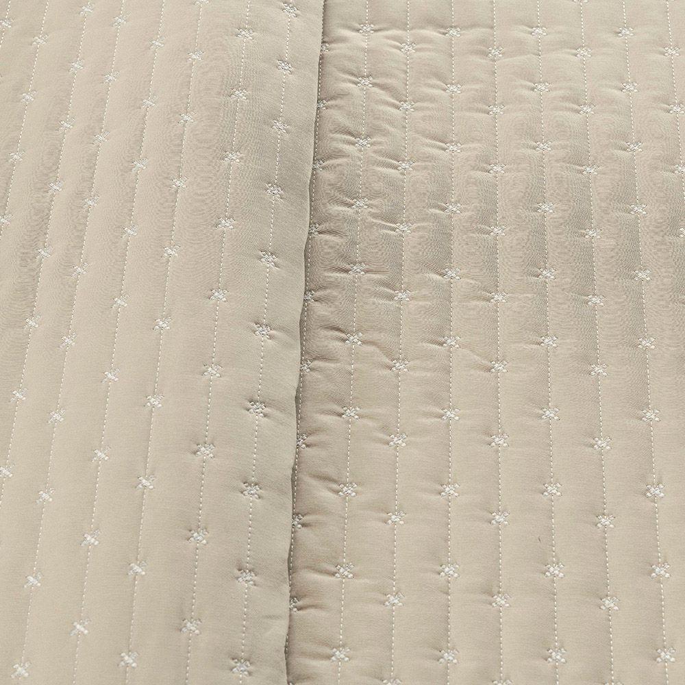 Kit Cobre Leito Colcha Marley King Dupla Face - Cáqui - 2