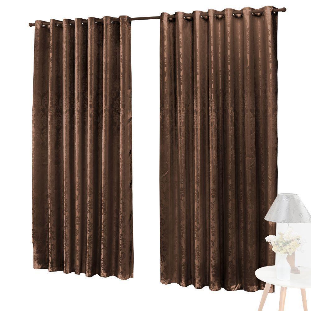 Cortina Jacquard 3,0 X 2,7m Sala Quarto Marrom - 1