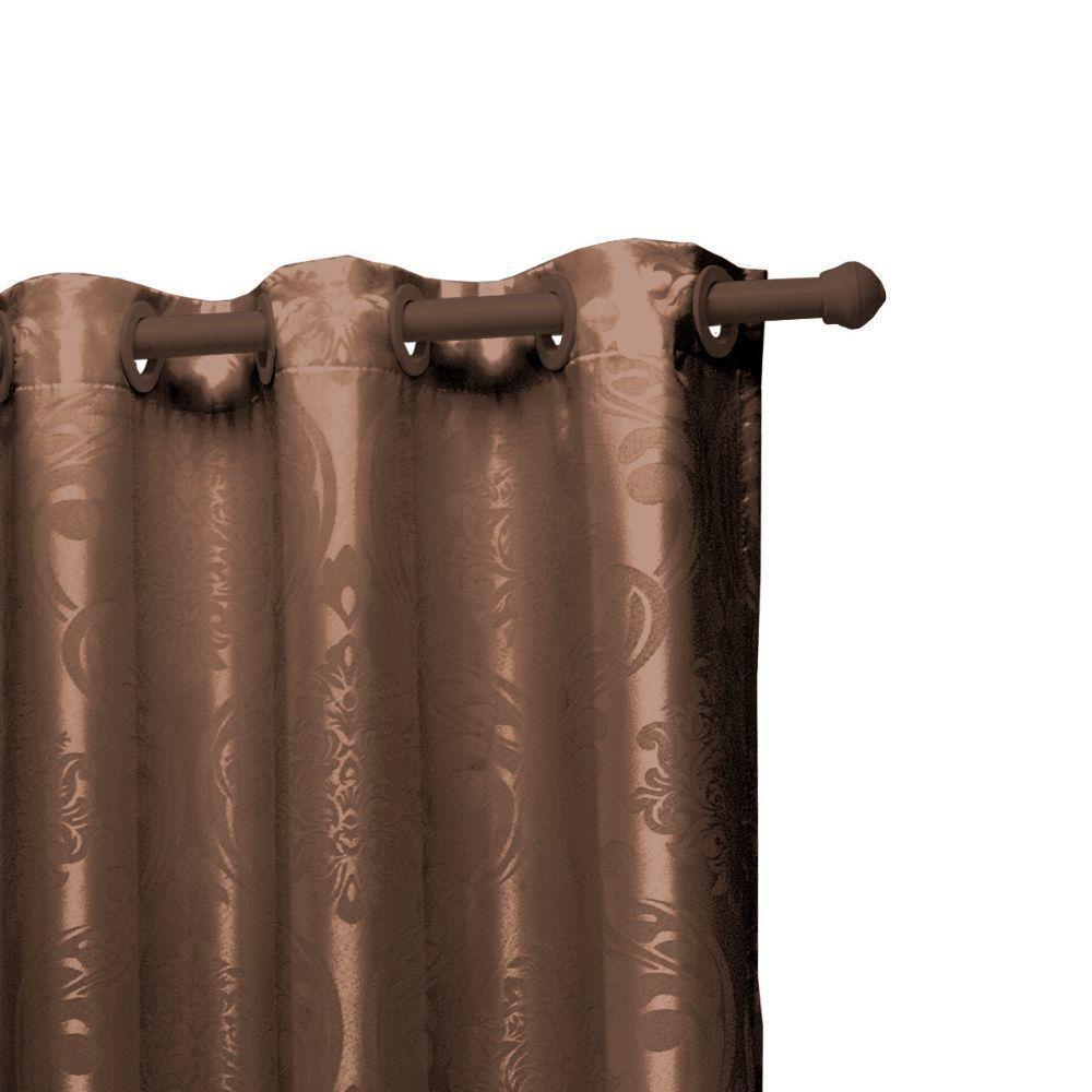 Cortina Jacquard 3,0 X 2,7m Sala Quarto Marrom - 3