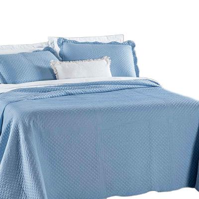 Kit Cobre Leito Colcha Clean King Dupla Face - Azul