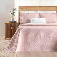 Kit Cobre Leito Colcha Marley Queen Dupla Face - Rosa