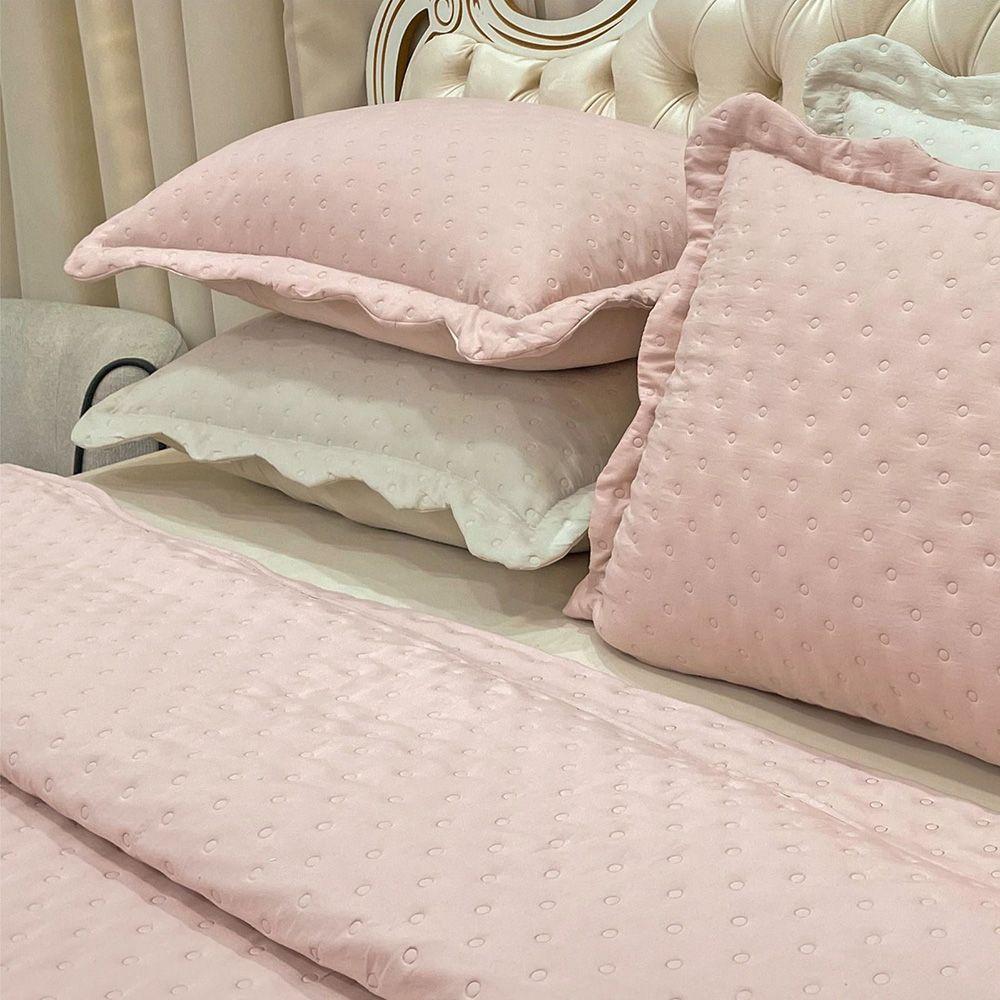 Kit Cobre Leito Colcha Diplomata King Dupla Face 3 Peças - Rosê - 3