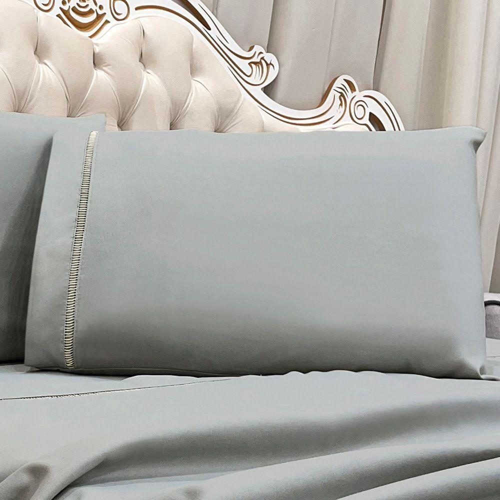 Jogo De Cama Lençol King Realce Percal 400 Fios 4 Peças - Cinza - 3