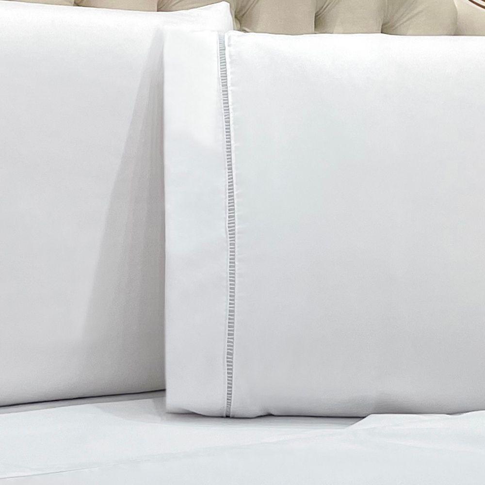 Jogo De Cama Lençol Queen Realce Percal 400 Fios 4 Peças - Branca - 2