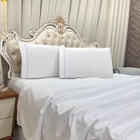 Jogo De Cama Lençol Queen Realce Percal 400 Fios 4 Peças - Branca - 1